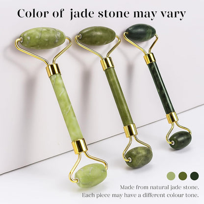 BAIMEI Icyme Gua Sha & Jade Roller Facial Tools Face Roller and Gua Sha Set for Puffiness and Redness Reducing Skin Care Routine, Self Care for Men Women - Green