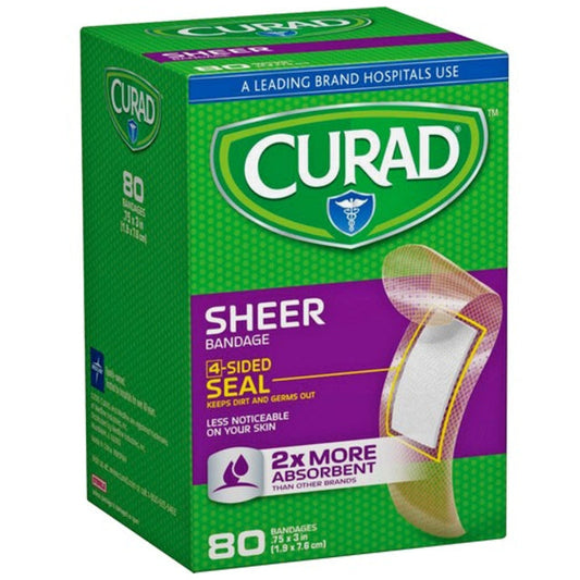 Curad Sheer Adhesive Bandages, Clear 80 Ct