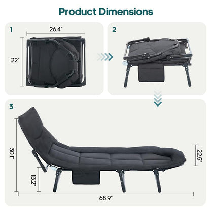 Camping Cot for Adults, 6 Angle Adjustable Folding Camping Bed with Mattress, Foldable Camping Bed for Camp, Office, Outdoor, Lightweight Camping Cot with Carry Bag Supports 450 Lbs