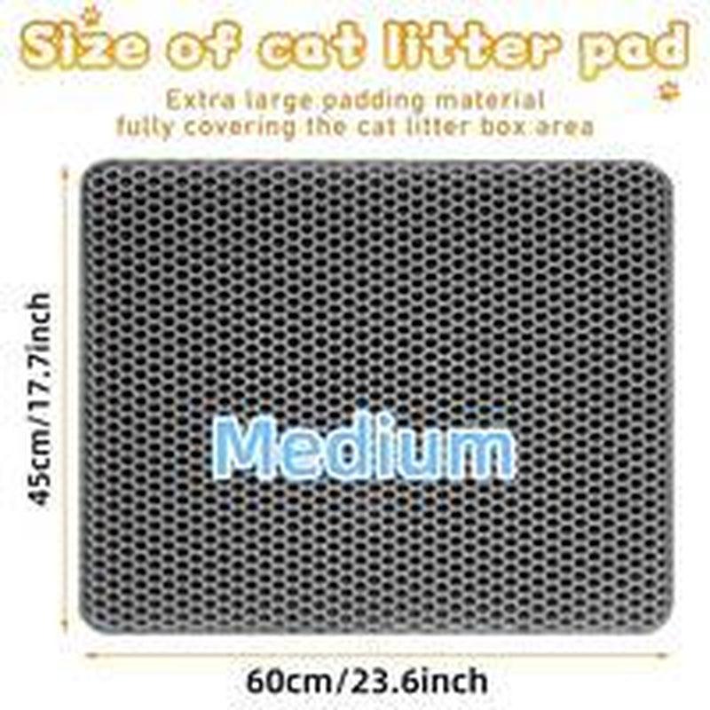 [Bb]Cat Litter Mat Double Layer Waterproof , Upgrade Waterproof Leakproof Back Layer, Honeycomb Trapping Mat, Washable, Easy to Clean, Scatter Control Kitty Litter Matt, Grey
