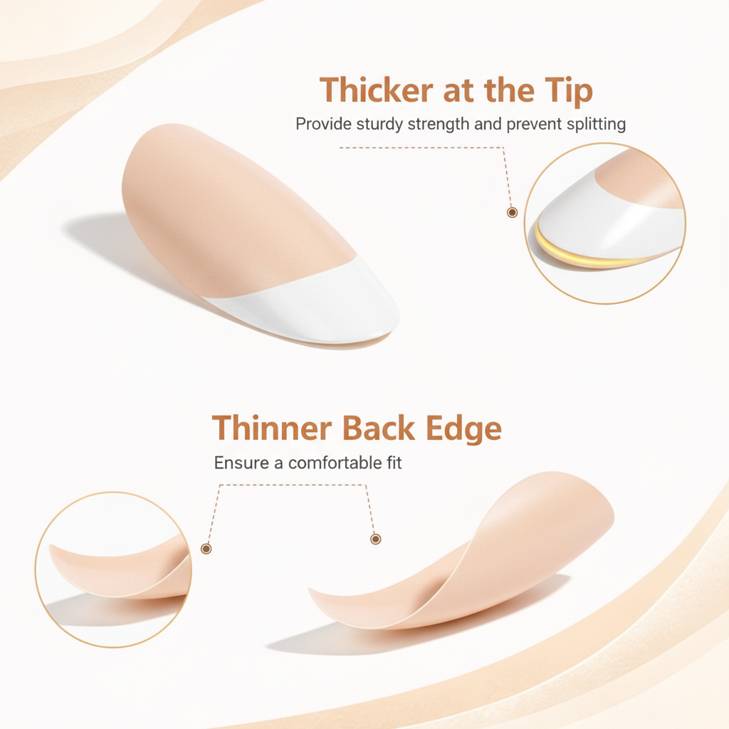 Salon-Style French Tip Press-On Nails - Coffin #032
