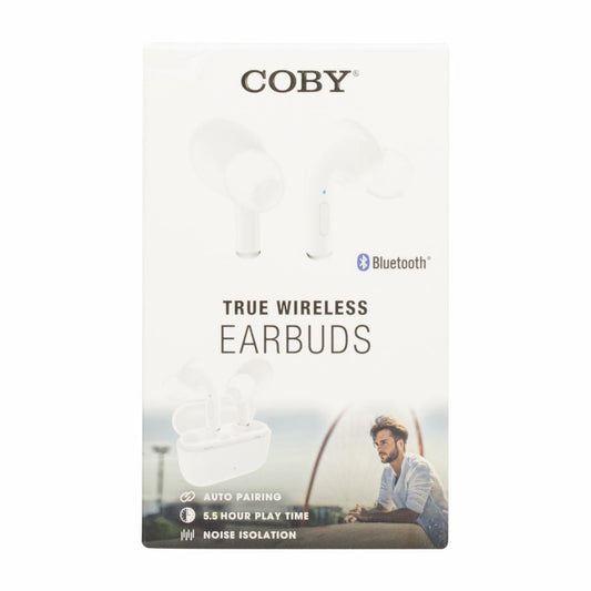 Coby® 516 True Wireless Earbuds – Model COBY-CETW516WHT (White)