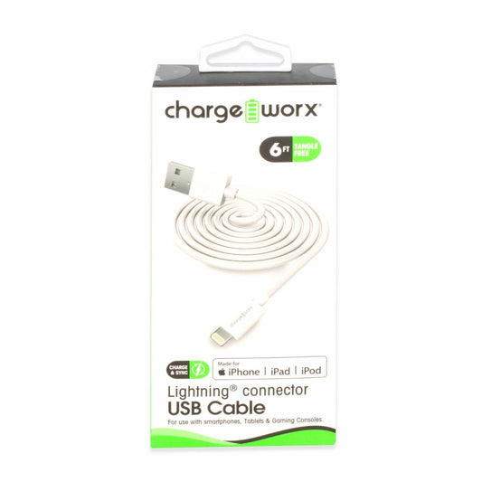 Chargeworx  Lghtn  Cbl  Wht 6Ft