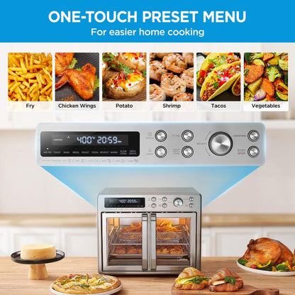 Midea Flexify 10-in-1 French Door Air Fryer Toaster Oven Combo - 26.4 QT, 25% Faster Cooking, 90% Less Oil, Elegant Design - Perfect Gift for the Season!