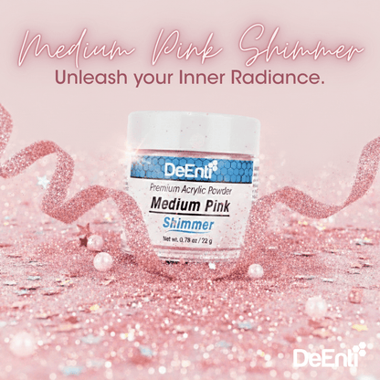 Medium Pink Shimmer Acrylic Powder – 4 oz
