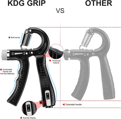 KDG Hand Grip Strengthener 2 Pack Adjustable Resistance 10-130 Lbs Forearm Exerciser，Grip Strength Trainer for Muscle Building and Injury Recovery for Athletes