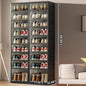 NLDD Extra-Wide & Tall 9-Tier Shoe Cabinet Holds 18 Pairs Clear Doors Wheels for Effortless Storage Stackable Reinforced Frame Ventilation Holes