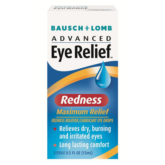 Bausch + Lomb Advanced Eye Relief Maximum Redness Relief – Sterile Lubricant Eye Drops, 0.5 fl oz (15 mL)