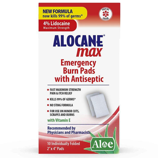 Alocane Emergency Burn Pads, 4% Lidocaine Maximum Strength (10 Count)