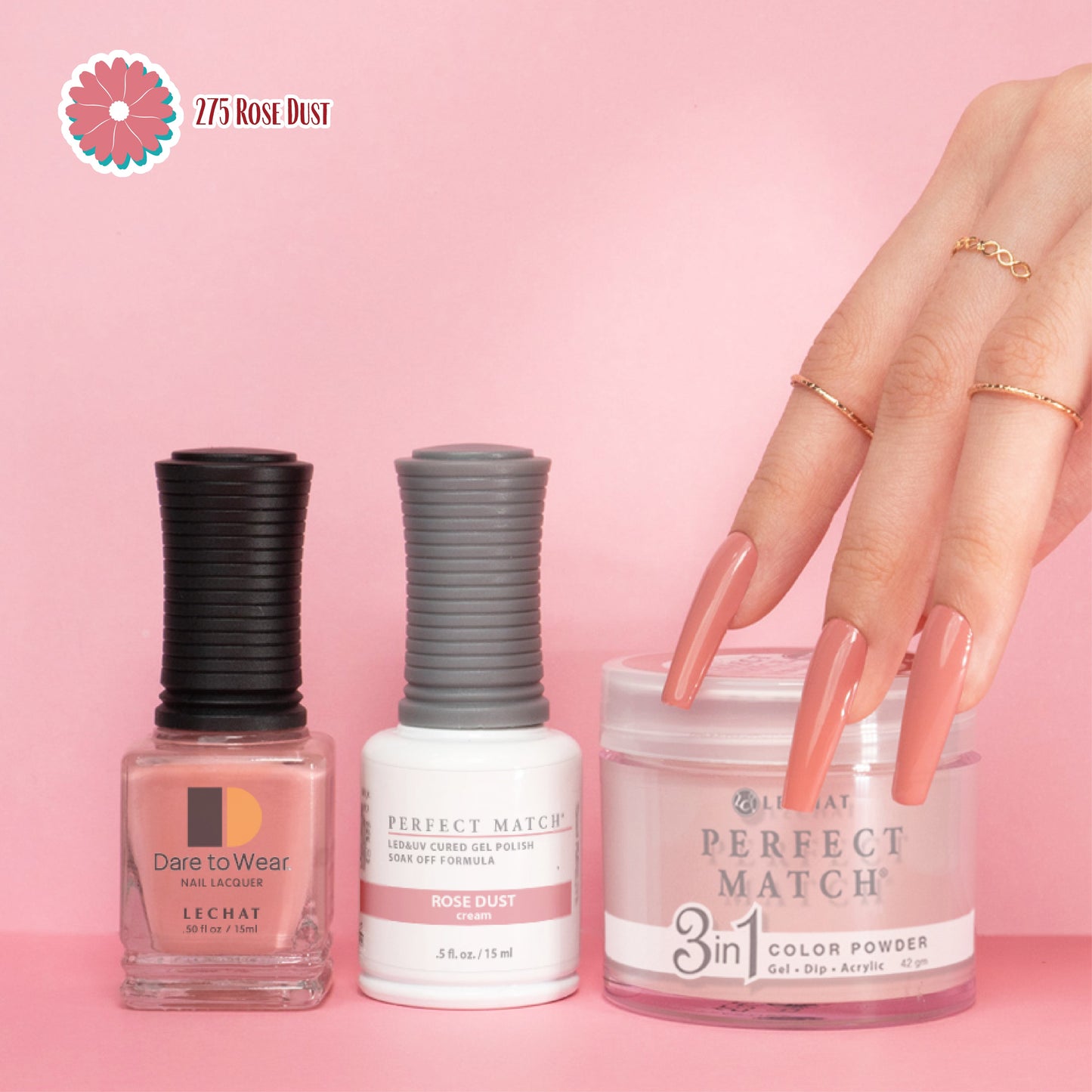 PMDP275 Rose Dust - 3in1 Gel Dip Acrylic  42gm