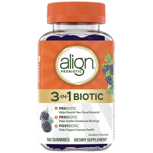 Align Daily Probiotic Gummies, Digestive Health Support, Blackberry Flavor, 50 Chewables