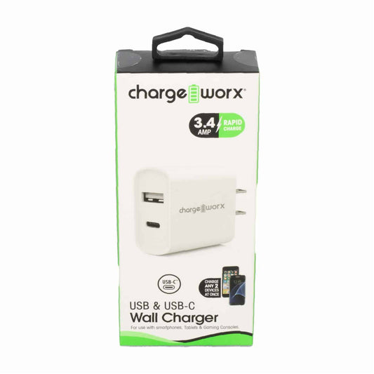 ChargeWorx® Dual USB Wall Charger – White