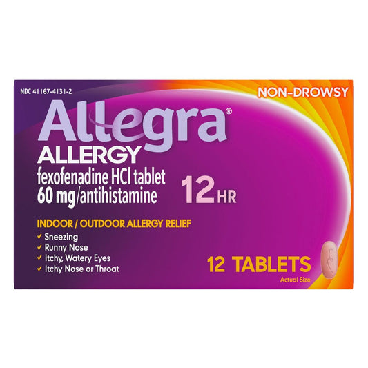 Allegra Adult Non-Drowsy Allergy Relief, 12 Hour (60mg), 12 Tablets