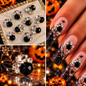 Queen - Nail Charms 10pc - #194 Gold Black & White Crystal Clusters