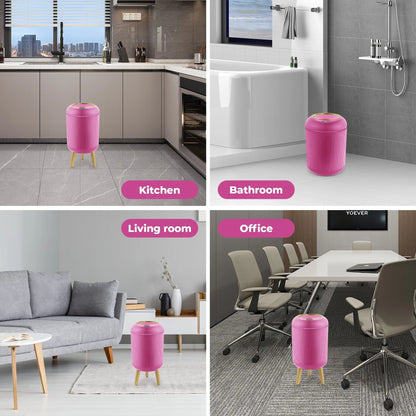 Small Automatic Sensor Garbage Can, Touchless, Waterproof, Pink, for Kitchen or Bathroom