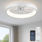 20‘’ Ceiling Fan with Light, Upgraded Low Profile Fan, Flush Mount Ceiling Fan, 6 Speeds, Dimmable LED, App & Remote Control, Quiet DC Motor, for Bedroom, Living Room, F115 White