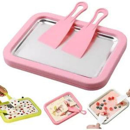 Instant Ice Cream Maker Rolled Ice Cream Maker Frozen Yoghurt Plate Instant Gelato Pan Roll for Homemade DIY Fun Parent Child Activities Families White