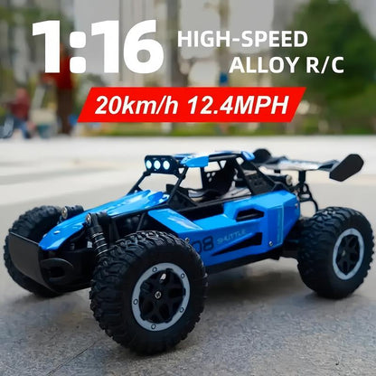Alloy Remote Control Off-Road Vehicle, 1:16 Scale, 2.4Ghz Wireless Remote Control, Equipped with LED Headlights, Available in Black, Blue and Orange, with Shock Absorption Function.