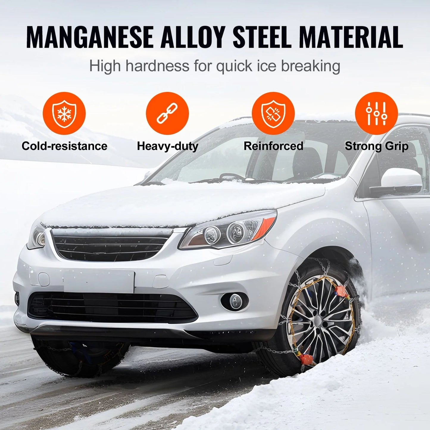 VEVOR Auto Tightening Snow Chains Diamond Mesh Anti-Slip Traction Wheel Chains