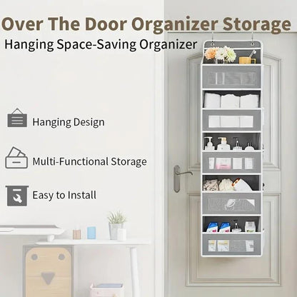 2026 Latest Model 5-Tier Over-The-Door Organizer with 10 Large Pockets Anti-Tilt 44 Lb Capacity Hangable for Bedroom Bathroom Baby Product Storage No Installation Required