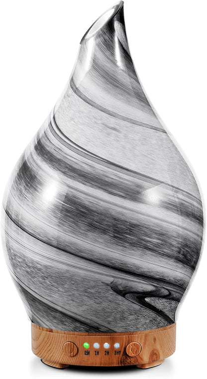 Porseme 280Ml Essential Oil Diffuser 3D Hand-Blown Glass Aroma Diffusor, Aromatherapy Unltrasonic Cool Mist Deffuser, 7 Color Changing Humidifier, Waterless Shut-Off, Timer Function for Home Office