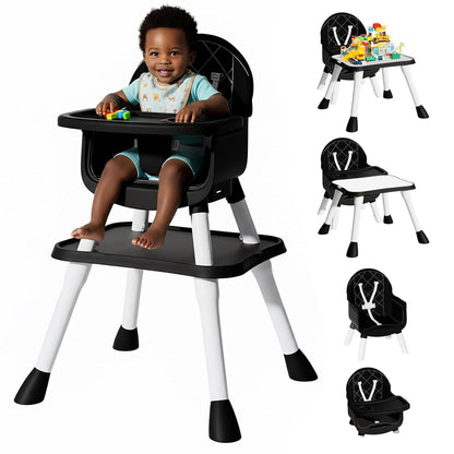 6 in 1 Baby High Chair, Convertible Highchair for Babies and Toddlers (Grey)