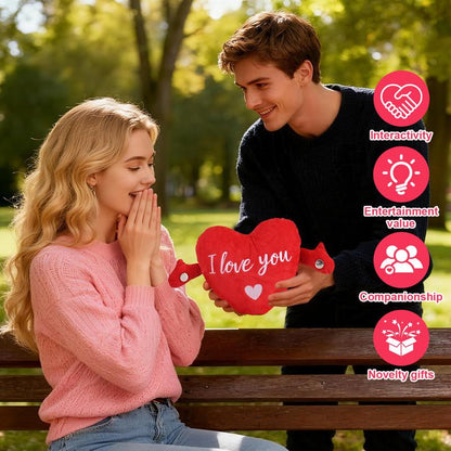 Heart Interactive Music Fluffy Plush Toy, 2026 Valentine's Day Gift, I Love You Recording Function in Multiple Languages, Romantic Anniversary & Cute Decor for Couples, Women, Mothers, Wives, Girlfriends, Grandmothers, Best Friends, Hex Puppet Plush