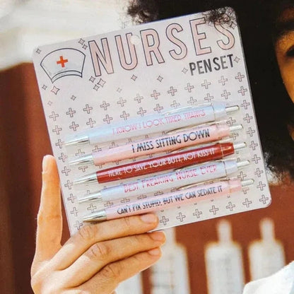 2025 New 5Pc Funny Nurse Pens Set Inspirational Ballpoint Pen,Novelty Pen Set Novelty Pen Stationery Supplies for Student Doctor