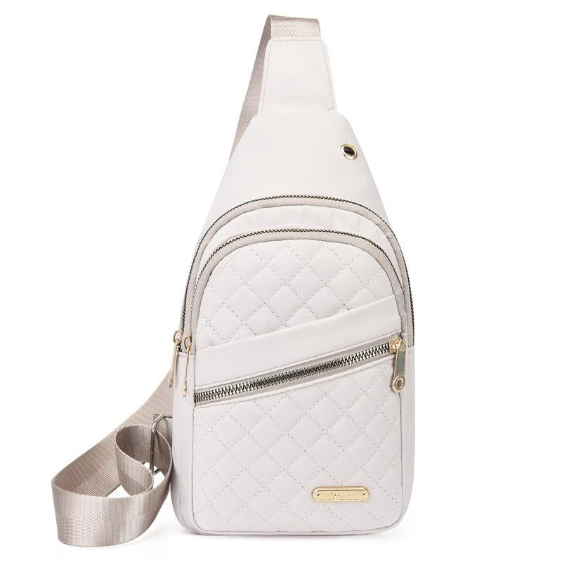 Solid Color Quilted Fanny Pack - Casual Zipper Chest Belt Bum Bag, Adjustable Sling Bag for Daily Use, Lightweight & Waterproof