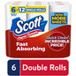 Scott Fast-Absorbing Paper Towels, Choose-A-Sheet - 6 Rolls