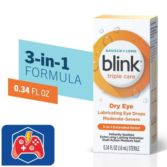 Blink® Triple Care Lubricating Eye Drops – Moderate to Severe (0.34 fl oz)