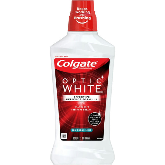 Colgate Optic White Whitening Mouthwash, Fresh Mint - 30 Fl Oz