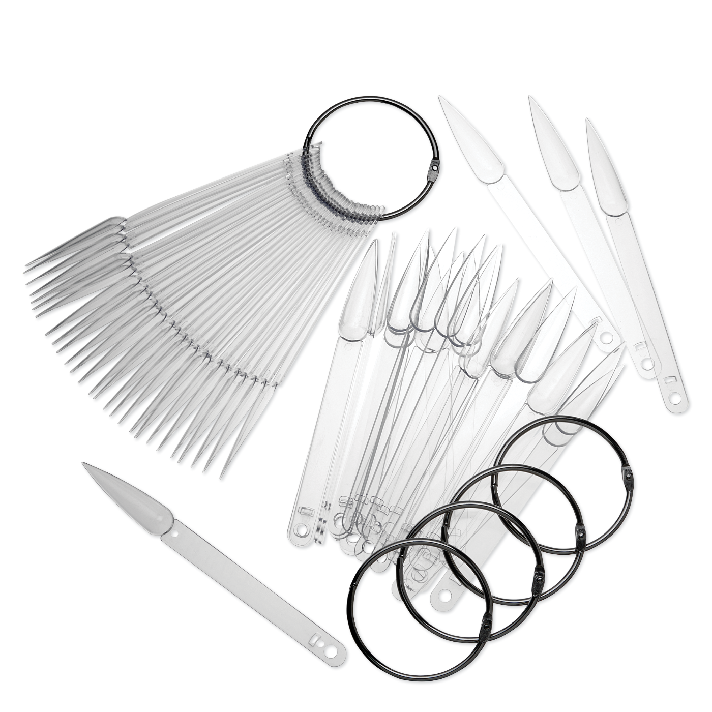 Stiletto Nail Tip Display - 200 Sticks & 5 Rings