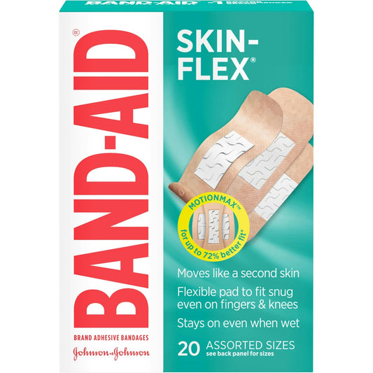 Band-Aid Brand Skin-Flex Adhesive Bandages – 20 Count (Assorted)
