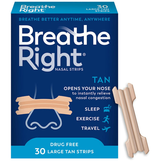 Breathe Right® Nasal Strips – Original Tan, Large (Extra Strength Grip)
