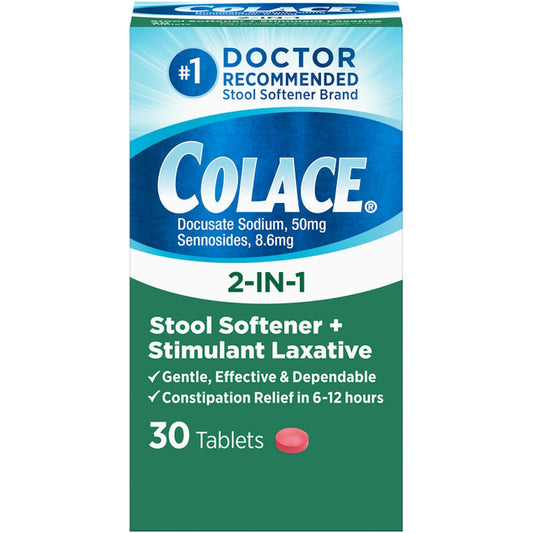 Colace® 2-in-1 Stool Softener + Stimulant Laxative Tablets