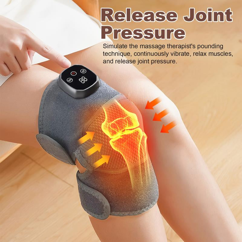 Portable 3-In-1 Heated Knee Massager, Shoulder Heating Pads & Elbow Brace with Vibration, Cordless USB Rechargeable Stress Relief Wrap Adjustable Relaxing