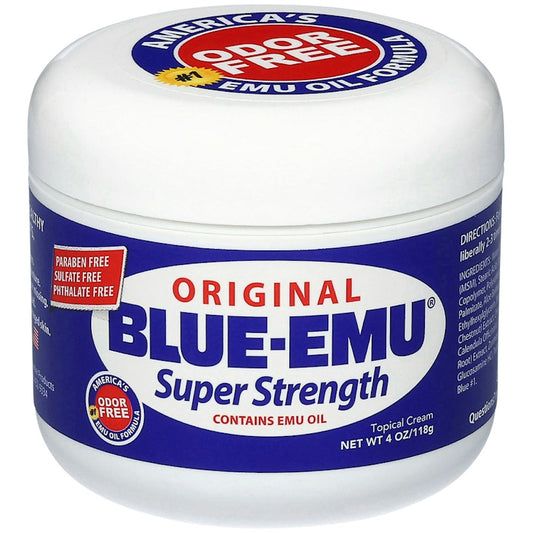 Blue-Emu Super Strength Topical Pain Relief Cream with Emu Oil, Odor Free & Deep Penetrating, 4 oz