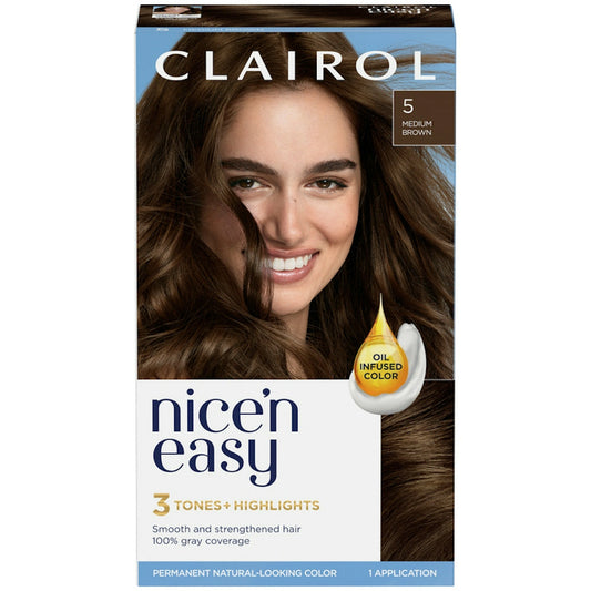Clairol Nice 'N Easy Permanent Hair Color, 118 Natural Medium Brown, 1 Kit