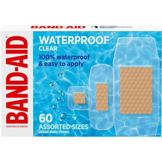 Band-Aid  Waterproof  Clear Adhesive Assorted Sizes 60Ct