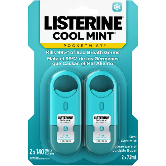 Listerine Pocketmist Cool Mint Oral Care Mist, Sugar-Free Breath Spray - 2 Pack