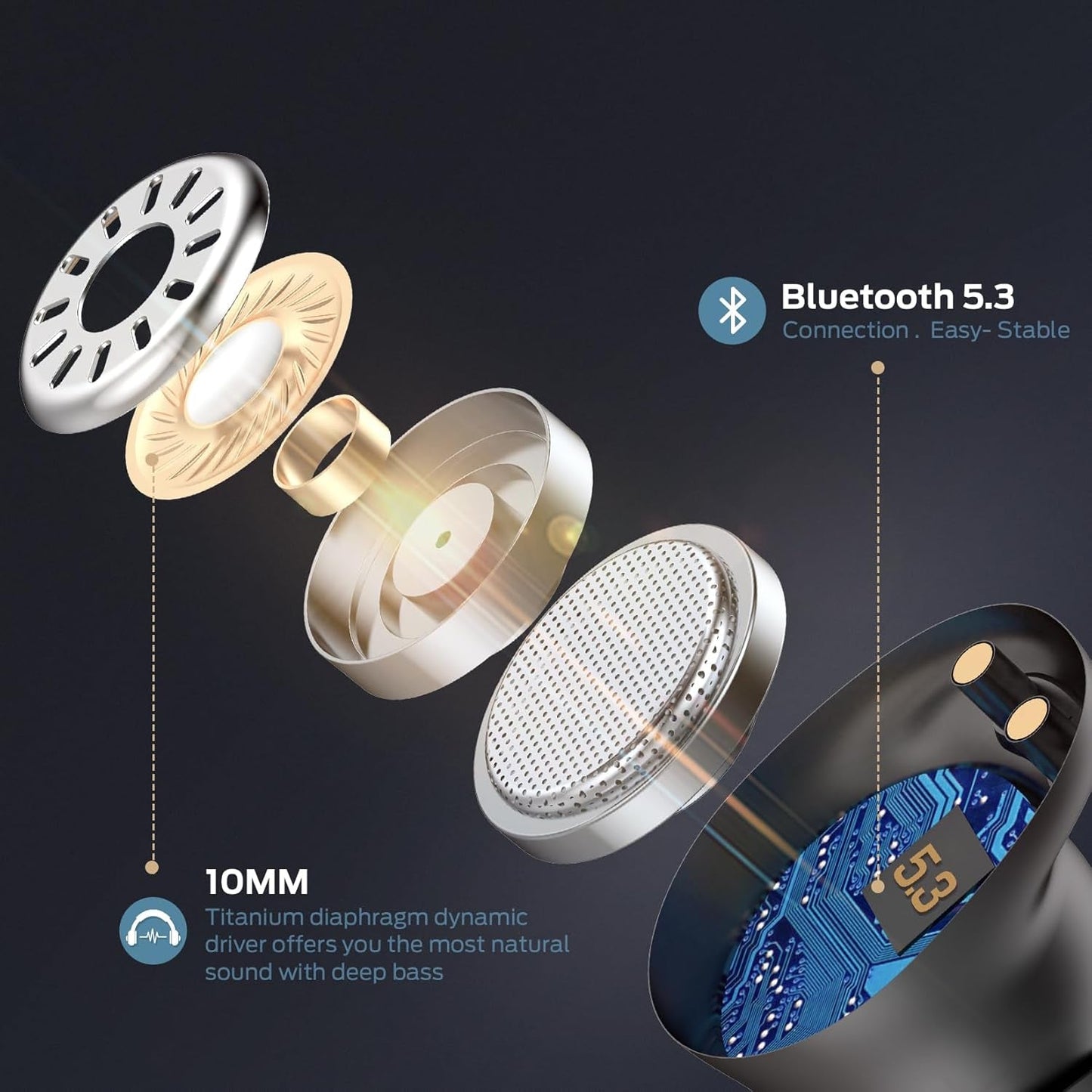 Monster Wireless Earbuds,5.3 In-Ear Headphones Bluetooth Headphones Touch Control with Charging Case, Bluetooth Earbuds,32H Play Black