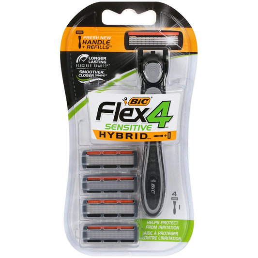 BIC Hybrid 4 Flex Men's Disposable Razor - 1 Handle and 4 Cartridge Refills