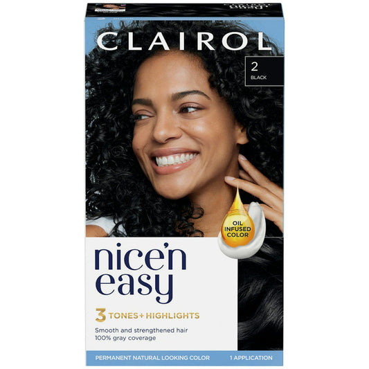 Clairol Nice 'N Easy Permanent Hair Color, 2 Black