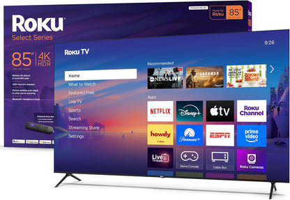Roku Smart TV 2025 – 43-Inch Select Series, 4K HDR TV – tv with Enhanced Voice Remote – Flat Screen LED Television with Wi-Fi for Streaming Live Local News, Sports, Family Entertainment