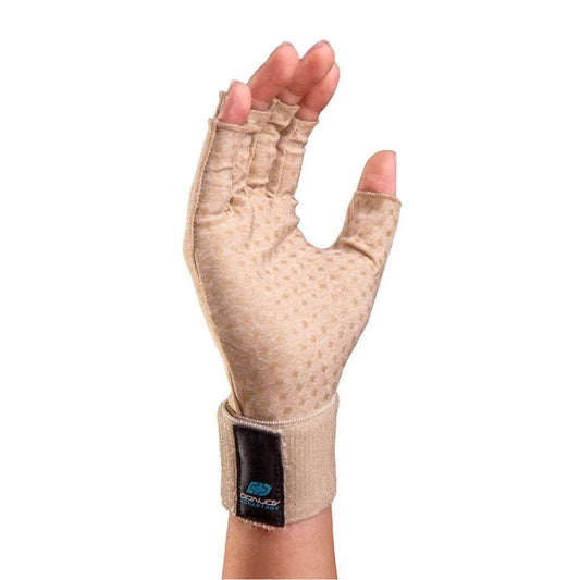DONJOY Advantage Arthritis Compression Gloves W/ Open Finger Tips (Beige) Large