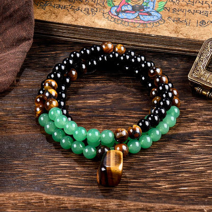 ARPURRAINA Money Attraction Necklace with Greenaventurine & Tiger Eye Pendant Healing Crystal Stone ，Anniversary, Vacation &Theme Parties Jewelry Charms Abundance Crystal Bracelet，Long Chain，Sweater Chain，Ideal Gift Jewelry for Men and Women