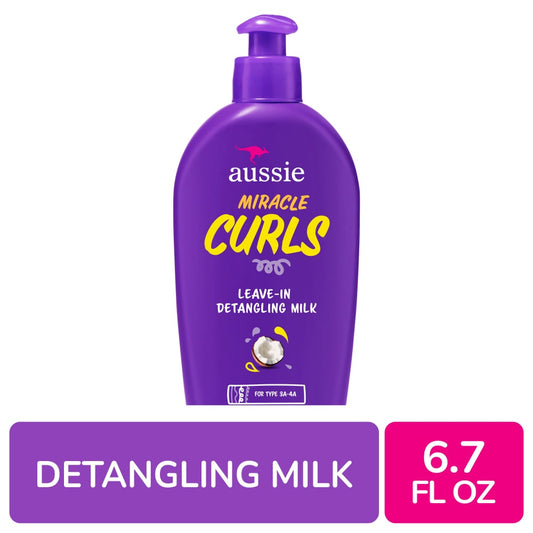 Aussie Miracle Curls With Coconut Oil Paraben Free Detangling Milk Treatment - 6.7 Fl Oz