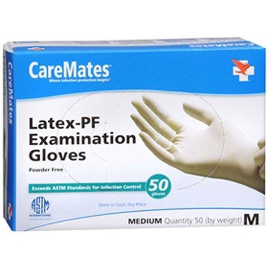 CareMates Latex Exam Gloves – Powder-Free & Non-Sterile – Medium, 50 ct