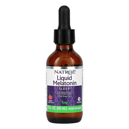 Natrol Melatonin Liquid Drops, 1mg per 4mL, Raspberry Flavor, 2 fl oz